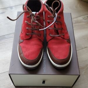 Louis Vuitton Red and Brown Men's Boat Shoes